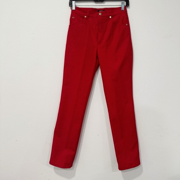 Escada Red Straight Leg Jeans 34/XS - Picture 1 of 8